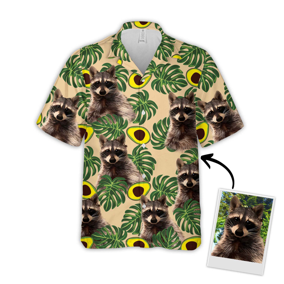 Custom Avocado & Leaves Pattern Short-Sleeve Hawaiian Shirt, Lemon Zest Color Shirt, Summer Gift for Dog Lover HO4366