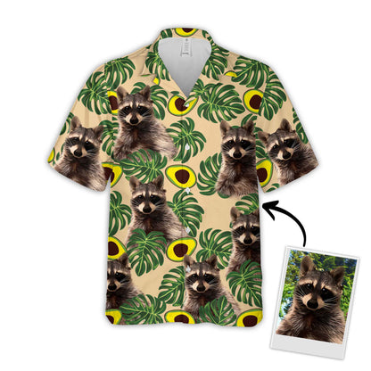 Custom Avocado & Leaves Pattern Short-Sleeve Hawaiian Shirt, Lemon Zest Color Shirt, Summer Gift for Dog Lover HO4366