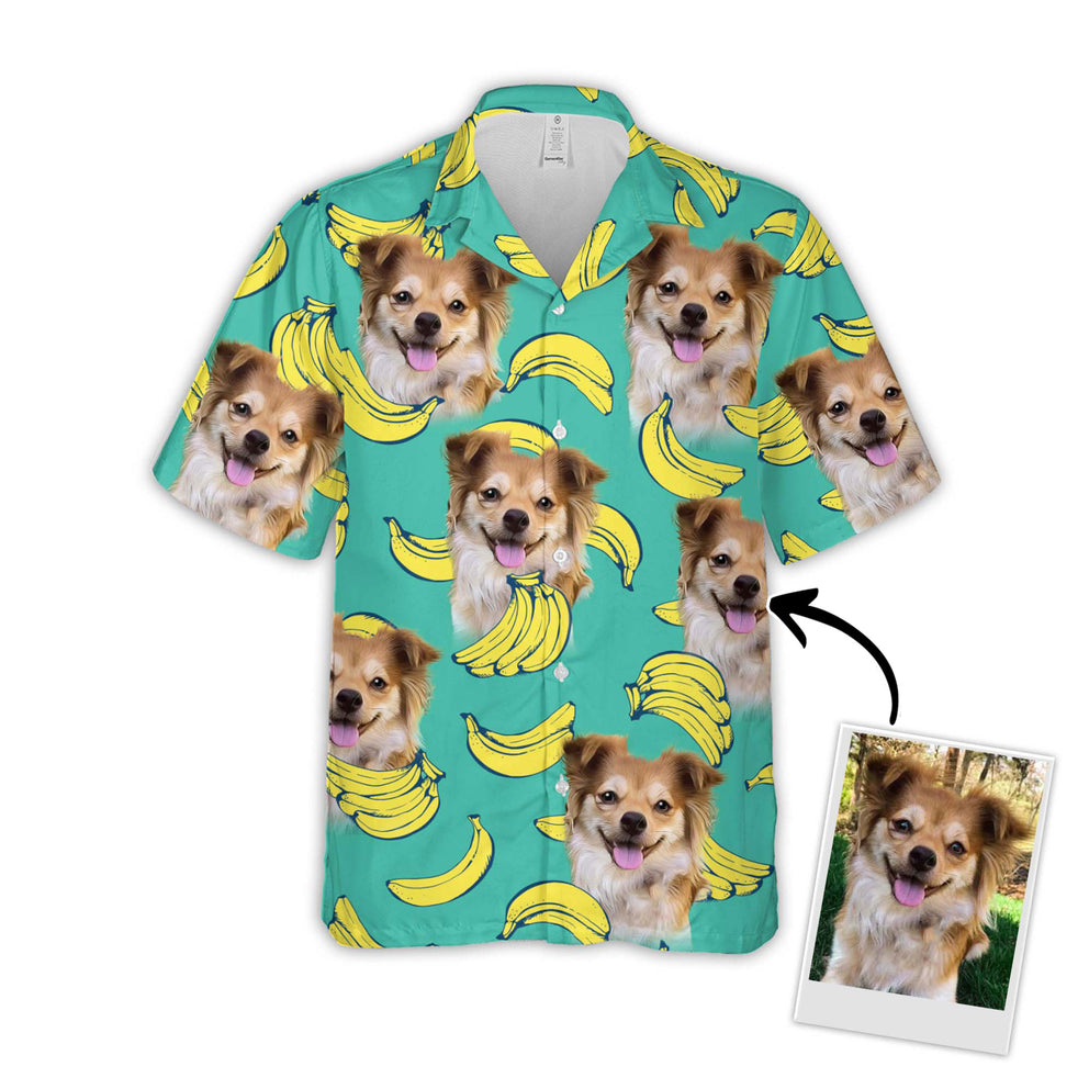 Custom photo Dog Aloha Shirt, dog banana Pattern Short-Sleeve Hawaiian Shirt, Dog Hawaiian shirt For Men, Women HO4379