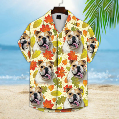 Turquoise And Blue Tropical Leaves Pattern Short-Sleeve Hawaiian Shirt, Custom Dog hawaii shirt, Summer gifts HO0503