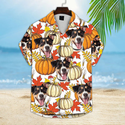 Turquoise And Blue Tropical Leaves Pattern Short-Sleeve Hawaiian Shirt, Custom Dog hawaii shirt, Summer gifts HO0503