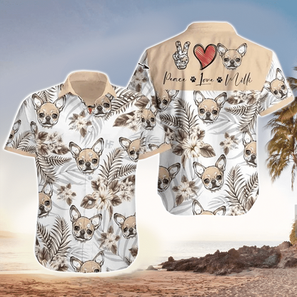Chihuahua Terrier hawaiian Shirt, Chihuahua Clothing, Flowers Aloha Shirt For Dog Lovers HO2444