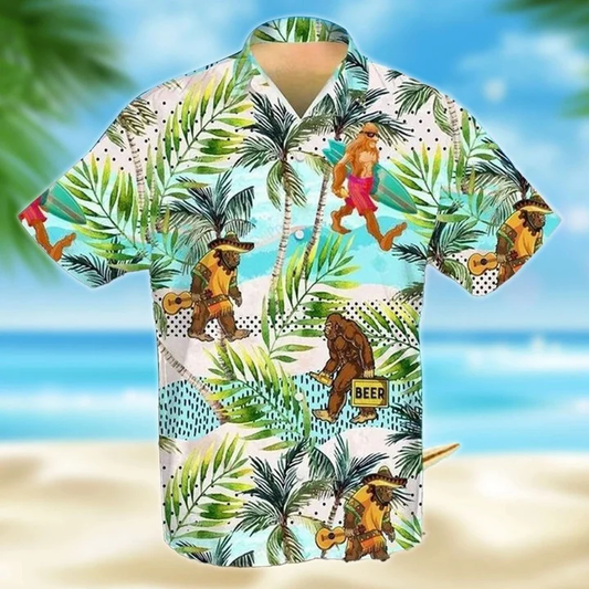 Bigfoot Hawaiian shirt, Cute Bigfoot Colorful Background Design Hawaiian Shirt HO2012