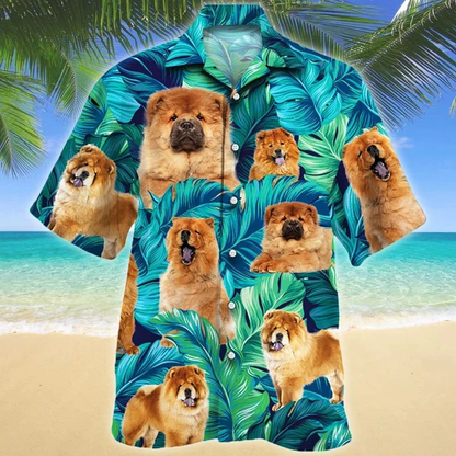 Cute Chow Chow Dog Lovers Gift Ideas Summer Beach Palm Tree Pattern Hawaiian Shirt HO2153