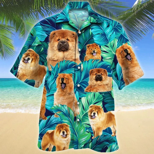 Cute Chow Chow Dog Lovers Gift Ideas Summer Beach Palm Tree Pattern Hawaiian Shirt HO2153