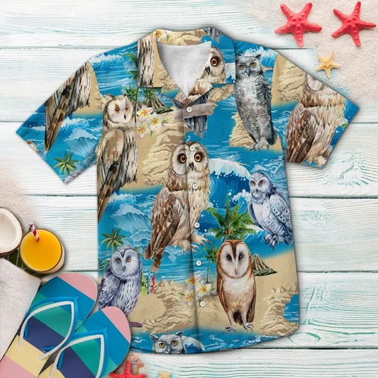 Cute Owl Summer Beach Vacation Hawaiian Shirt HO1784
