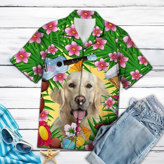 Cutest Golden Retriever Enjoy Summer Party Hawaiian Shirt, Summer Dog hawaiian shirt HO1812