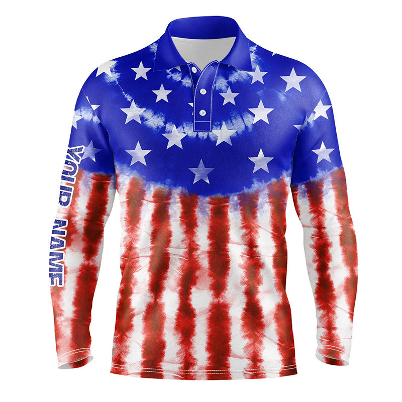 Custom American Flag Bowling Polo Long Shirts BO0295