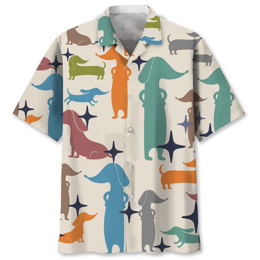 Dachshund vintage Hawaiian Shirt, Hawaiian shirt for men, Summer gift for Dog lovers HO1457