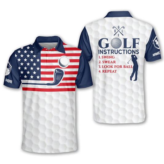 Golf Instructions Swing Swear Look For Ball Repeat Golf Polo Shirt GM0393