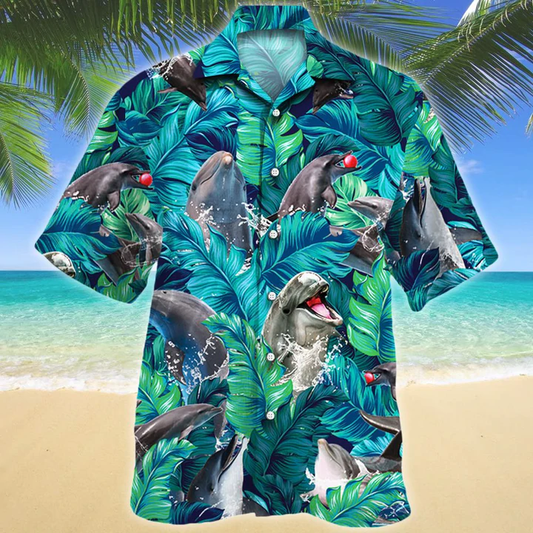 Dolphin Hawaiian Shirt, Animal Hawaiian Shirt Men, women, Gift for Dolphin lovers HO0217