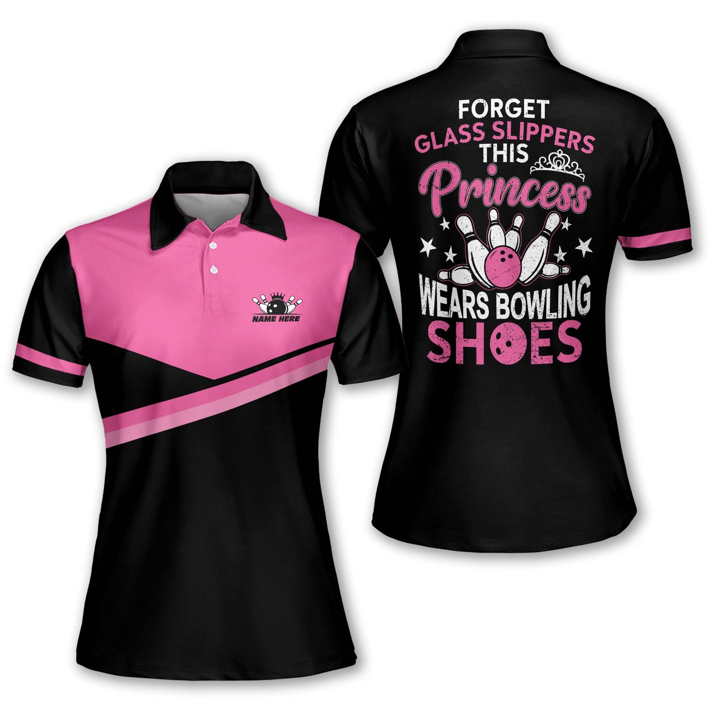 Custom Bowling Shirts For Women - Polo Retro Womens Bowling Shirts - Women's Bowling Shirts Custom - Personalized Pink Bowling Shirt Retro For Women BW0084