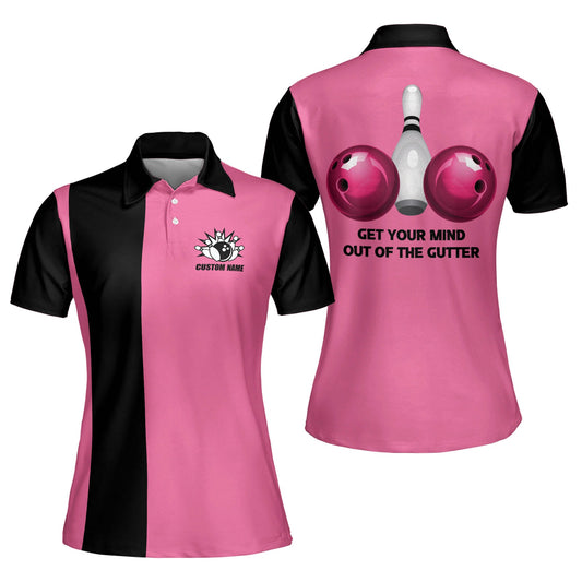 Custom Bowling Shirts For Women - Retro Womens Bowling Shirts - Personalized Funny Bowling Shirts Ladies - Pink And Black Bowling Shirt Women BW0055