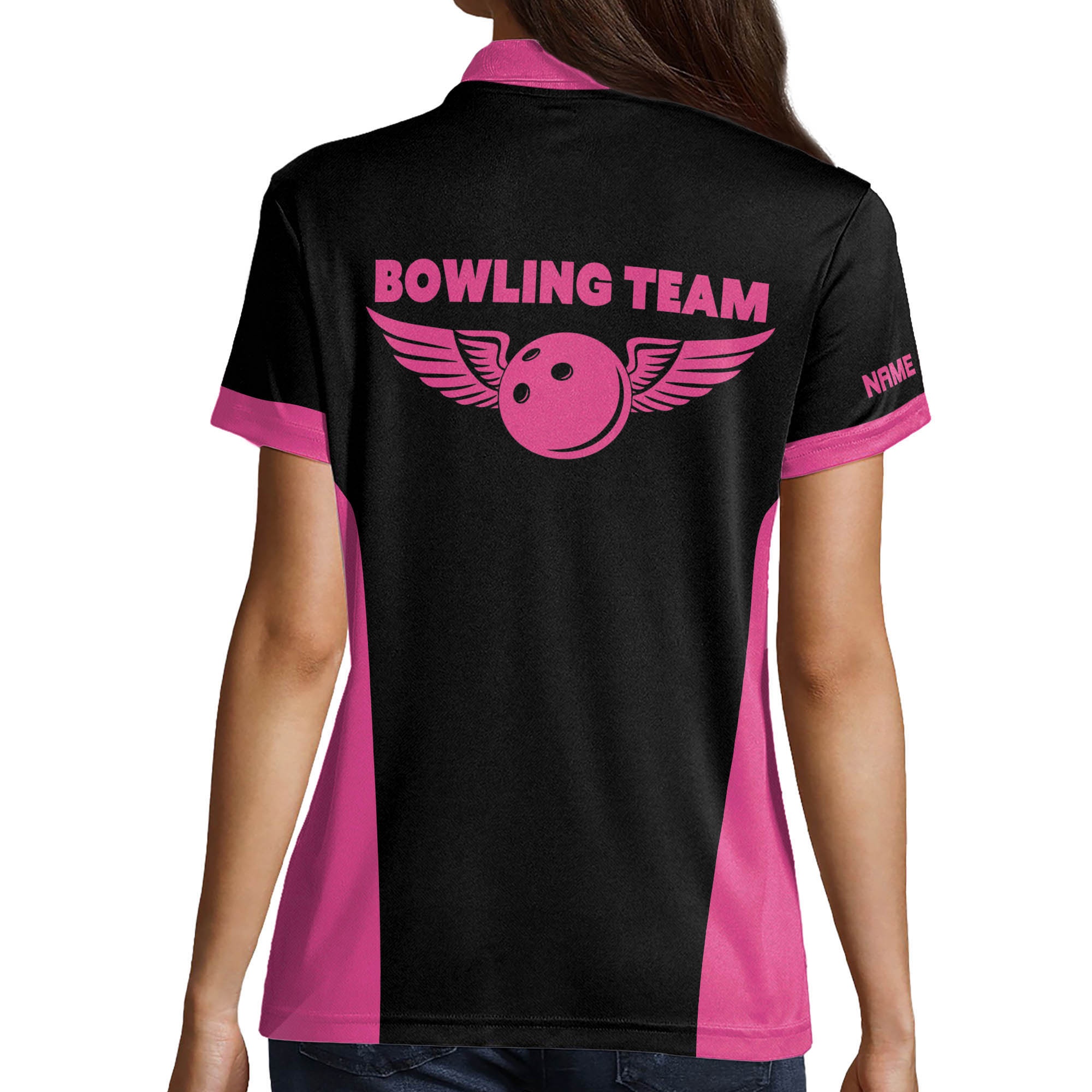 Lasfour Custom Bowling Shirts For Women, Heartbeat Pulse Line Pink