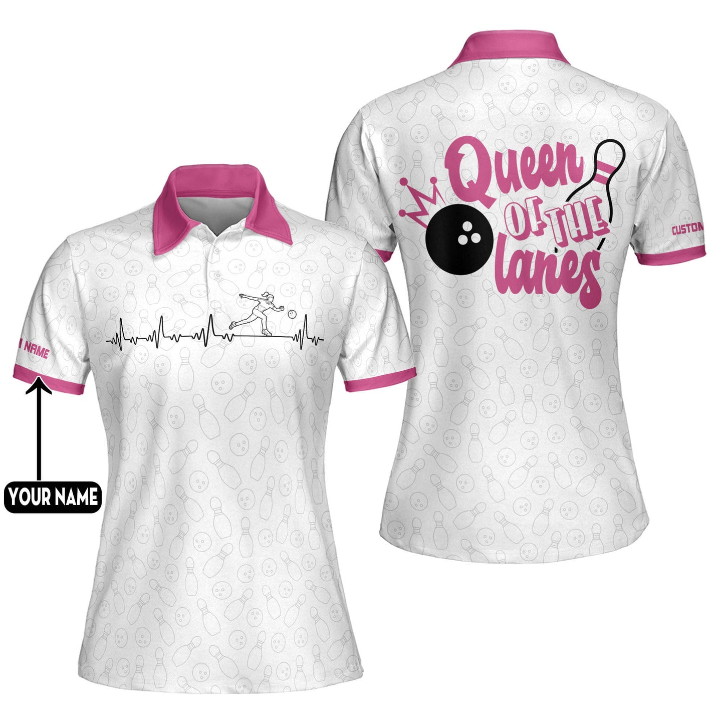 Heartbeat Bowling Shirts Funny Womens BW0065