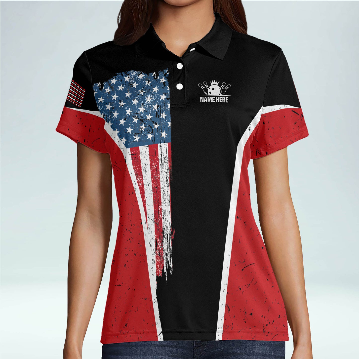 American Flag Bowling Shirt Ladies BW0039