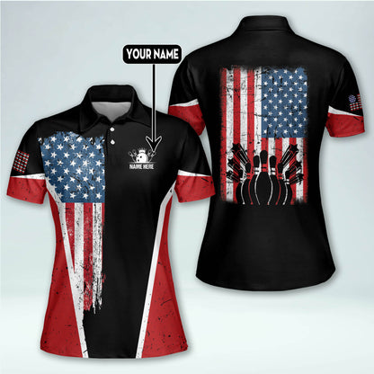 American Flag Bowling Shirt Ladies BW0039