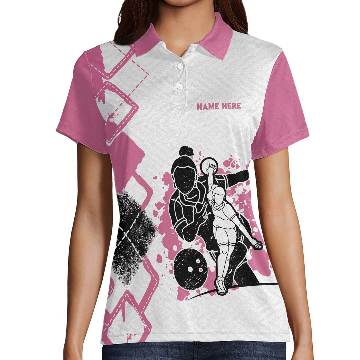 Custom Bowling Shirts For Women - Funny Bowling Shirts Womens - 3D Women's Bowling Jerseys - Quick-Dry Short Sleeve Bowling Polo Shirts BW0038
