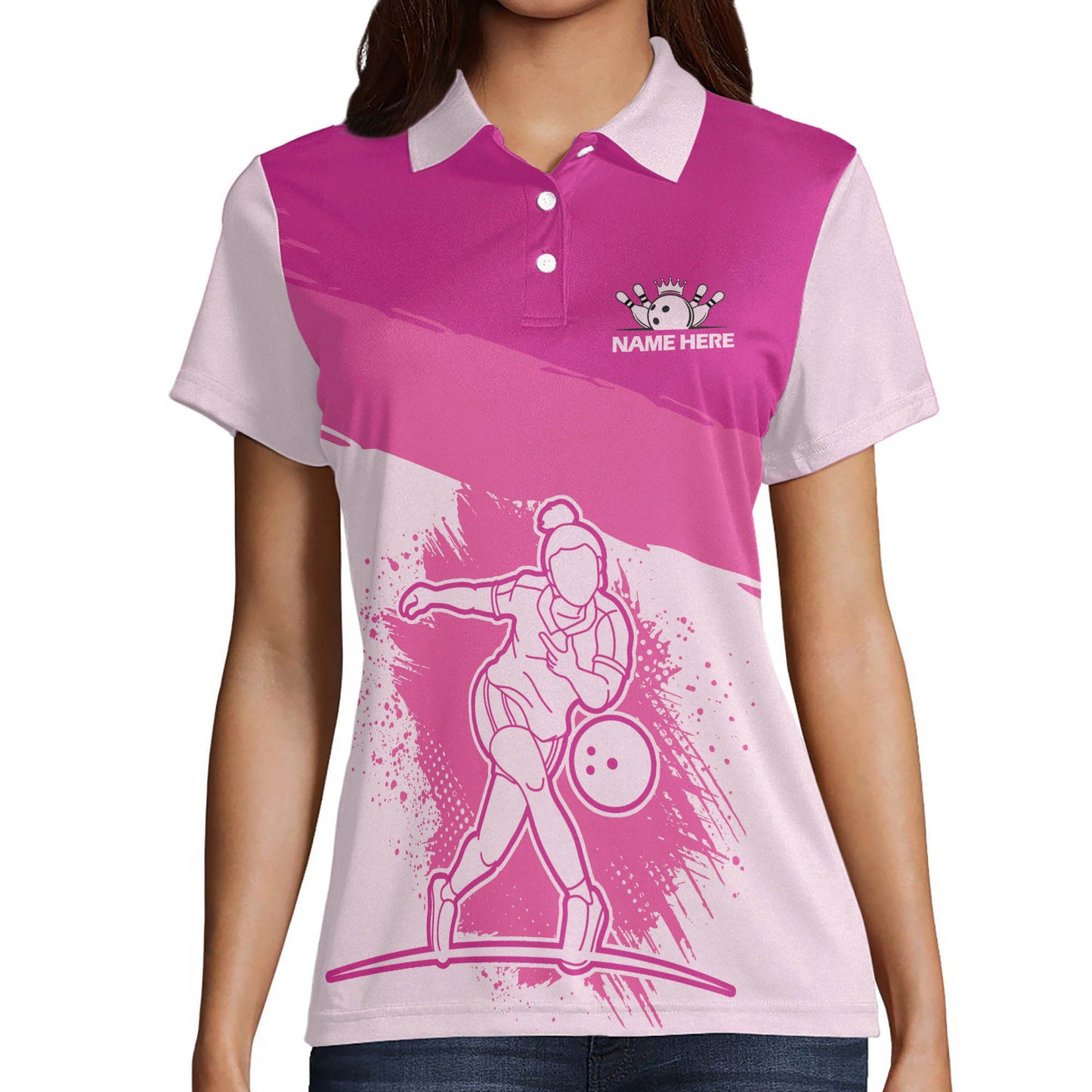 Custom Bowling Shirts For Women - Funny Bowling Shirts Womens - Bowling Shirt Designs Custom - Pink Bowling Shirts Womens - Cute Bowling Polo Shirts BW0045