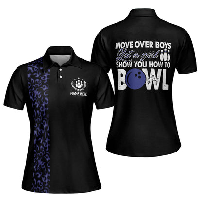Custom Bowling Shirts For Women - Retro Womens Bowling Shirts - Custom Women's Bowling Jersey - Cool 3D Purple Flame Bowling Shirts Short Sleeve BW0066