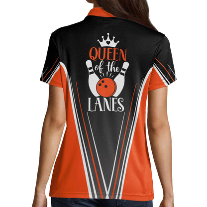 Custom Bowling Shirts For Women - Funny Women's Bowling Shirts - Womens Bowling Shirt With Name - Queen of The Lanes Bowling Shirts Short Sleeve BW0034