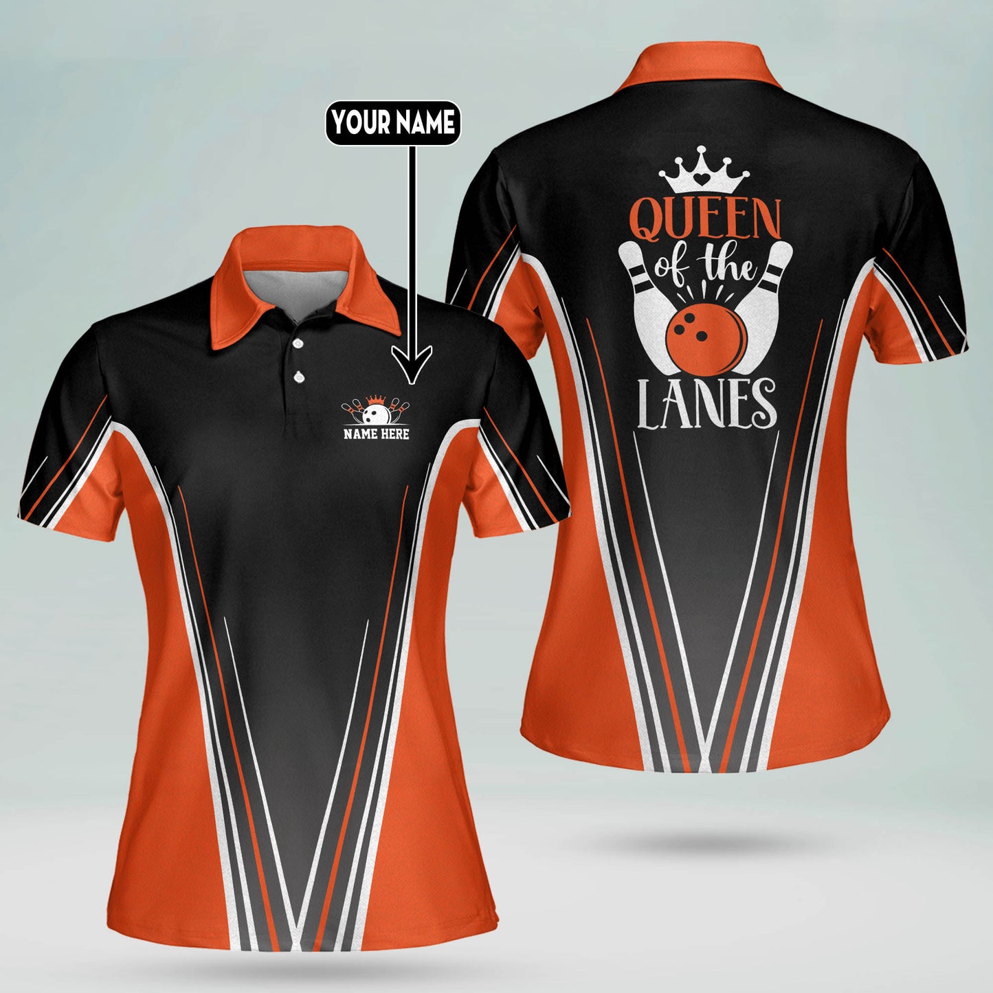 Custom Bowling Shirts For Women - Funny Women's Bowling Shirts - Womens Bowling Shirt With Name - Queen of The Lanes Bowling Shirts Short Sleeve BW0034
