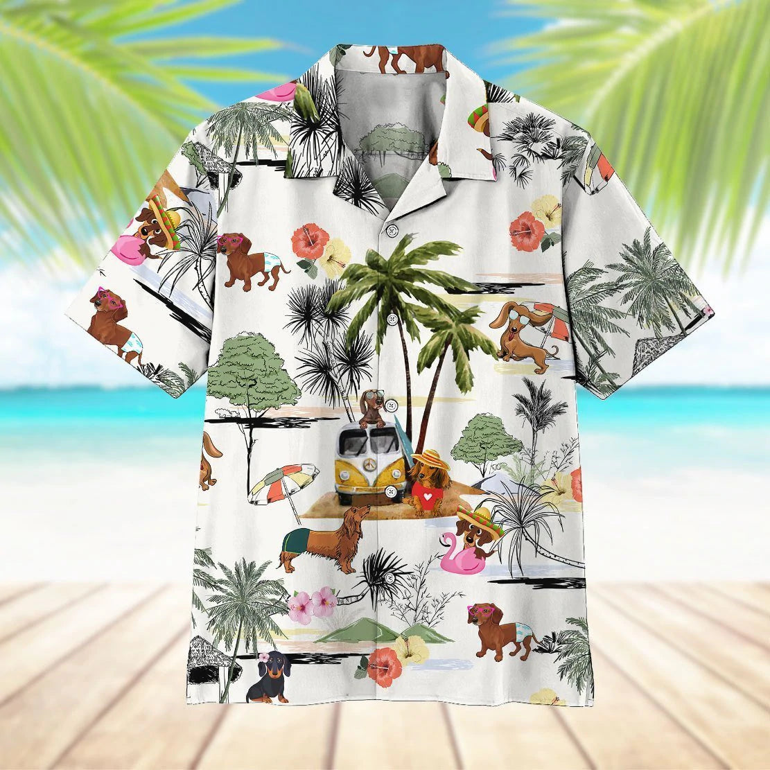 Dachshund Beach Retro Aloha Hawaiian shirt For Men, Women HO1466
