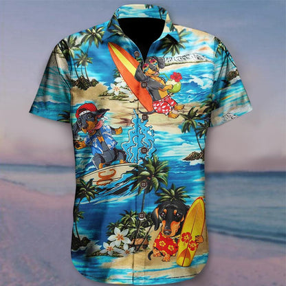 Dachshund Beach Retro Aloha Hawaiian shirt For Men, Women HO1466