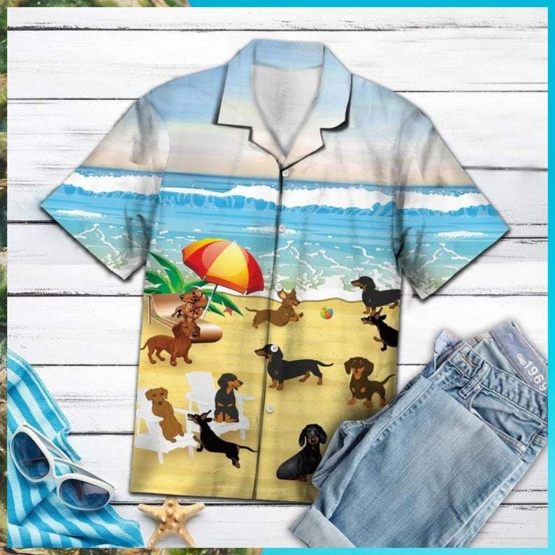 Dachshund Beach Retro Aloha Hawaiian shirt For Men, Women HO1466