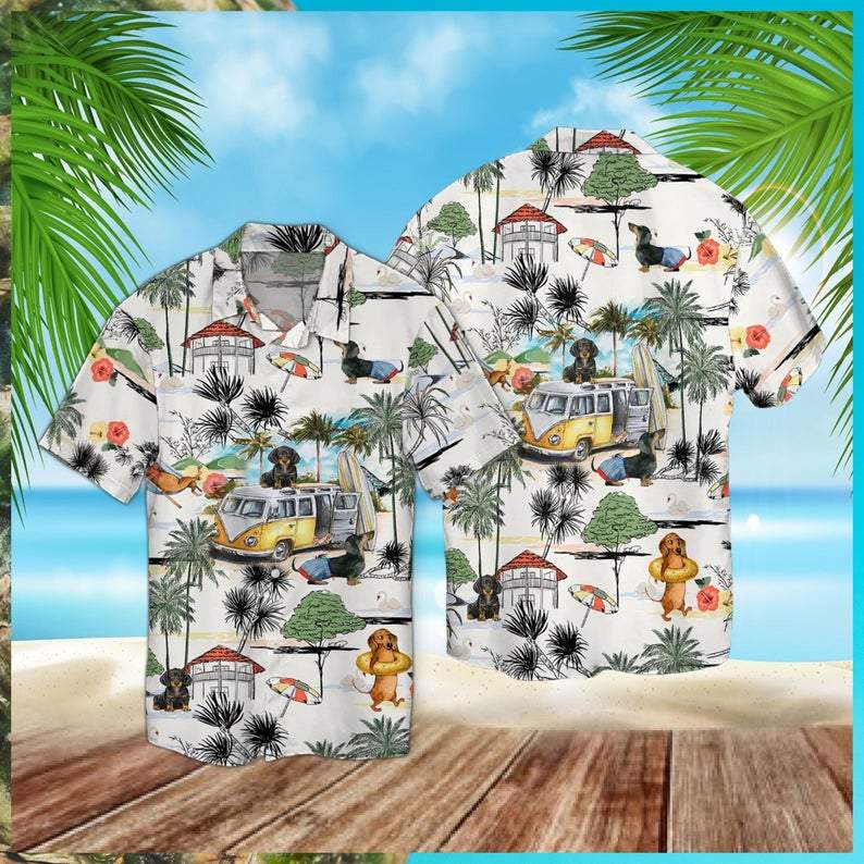 Dachshund Beach Retro Aloha Hawaiian shirt For Men, Women HO1466