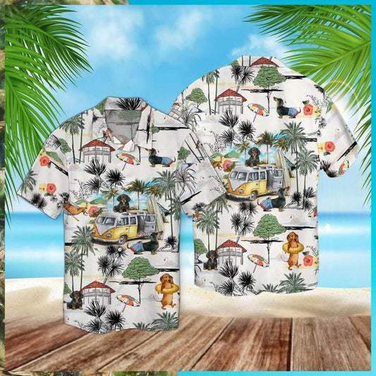 Dachshund Beach Retro Aloha Hawaiian shirt For Men, Women HO1466