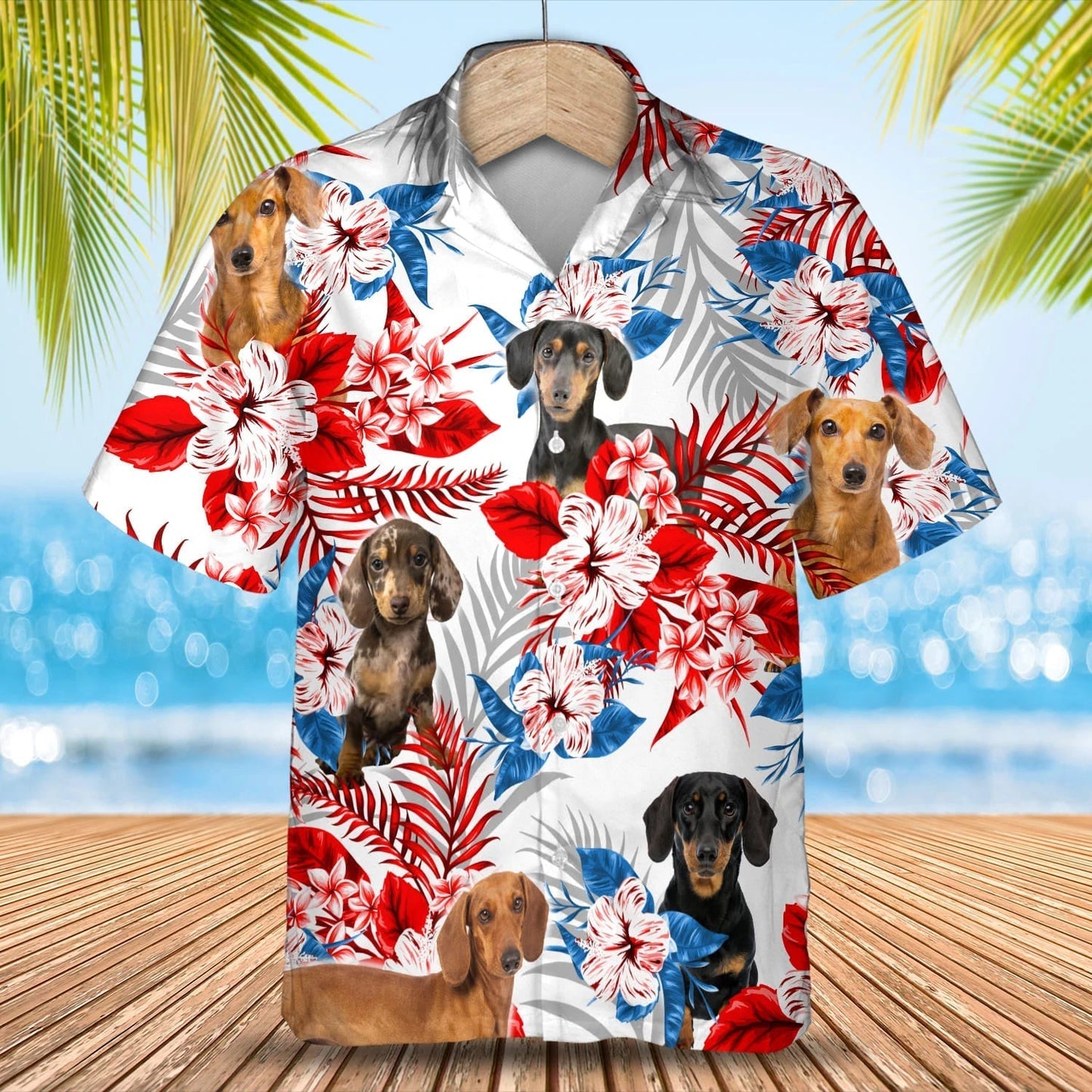 Dachshund Flower american Hawaiian Shirt, Summer aloha shirt, Men Hawaiian shirt, Women Hawaiian shirt HO0814