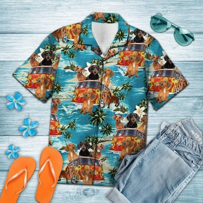 Dachshund Beach Retro Aloha Hawaiian shirt For Men, Women HO1466