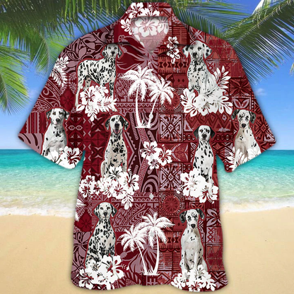 Dalmatian Red Hawaiian Shirt, Gift for Dog Lover Shirts, Animal Summer Shirts, Hawaiian Shirt Men HO0171