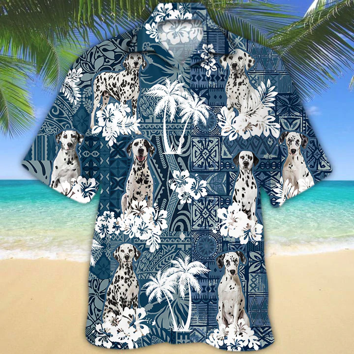 Dalmatian Hawaiian Shirt, Hawaiian shirt vintage, Dalmatian Flowers Aloha Shirt For Dog Lovers HO2695