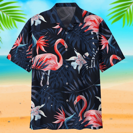 Dark Flamingo Ornamental Design Hawaiian Shirt HO2148