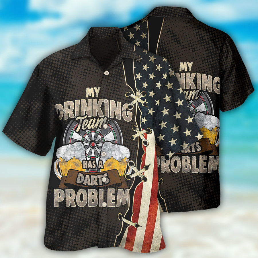 Darts Independence Day My Drinking Team Hawaiian Shirt, Dart Shirt, Beer Shirt HO4178