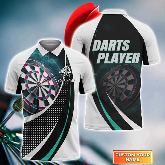 Dartboard Personalized Name 3D Polo Shirt For Darts Player, Dart Men's polo Shirt, Dart Team Shirts DMO0130
