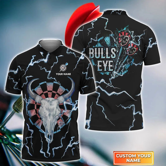 Black Bull Eye Thunder All Printed Polo Short For Man, Best Shirt for Dart Player DMO0205