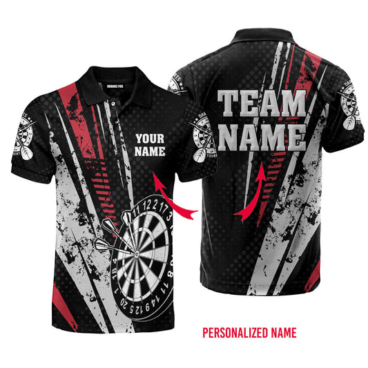 Lasfour Darts Team - Gift For Dart Lovers - Red Black Custom Name Polo Shirt DMA0040