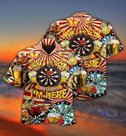 Darts And Beer That's Why I'm Here Hawaiian Shirt, 3D Printed Dart Hawaii Shirt, Dart Gift HO4173