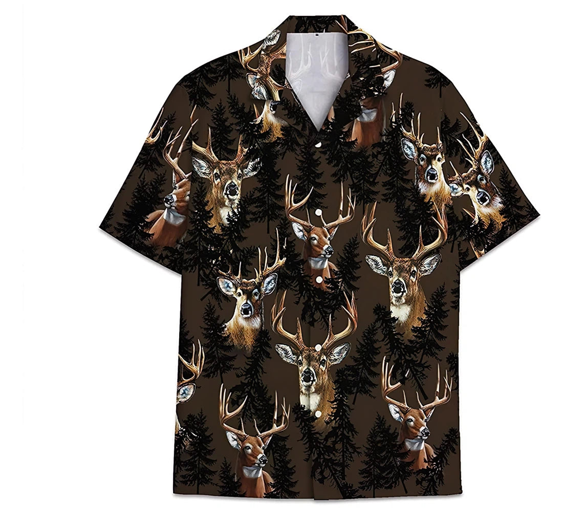 Deer Hunting Pattern Short Tall Hawaiian Shirt, Button Up Aloha Shirt For Men, Women HO0835