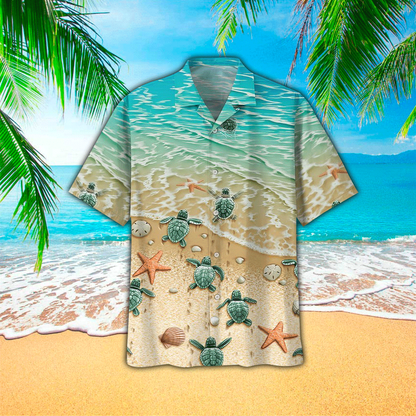 Turtle Flag American Summer 3D Print Polyester Hawaiian Shirt HO1173