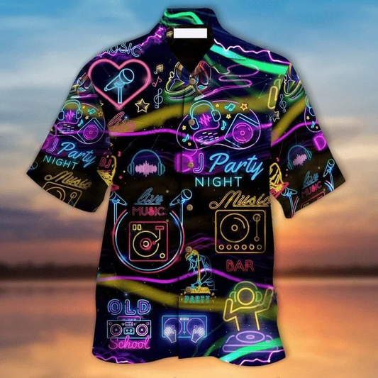 Dj Music Party Night Neon Pattern Hawaiian Shirt HO0197