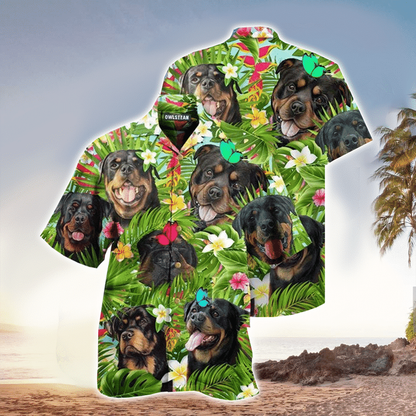 Dog Happy Summer With Rottweiler Edition Hawaiian Shirt, Flowers Aloha Shirt For Dog Lovers HO2450
