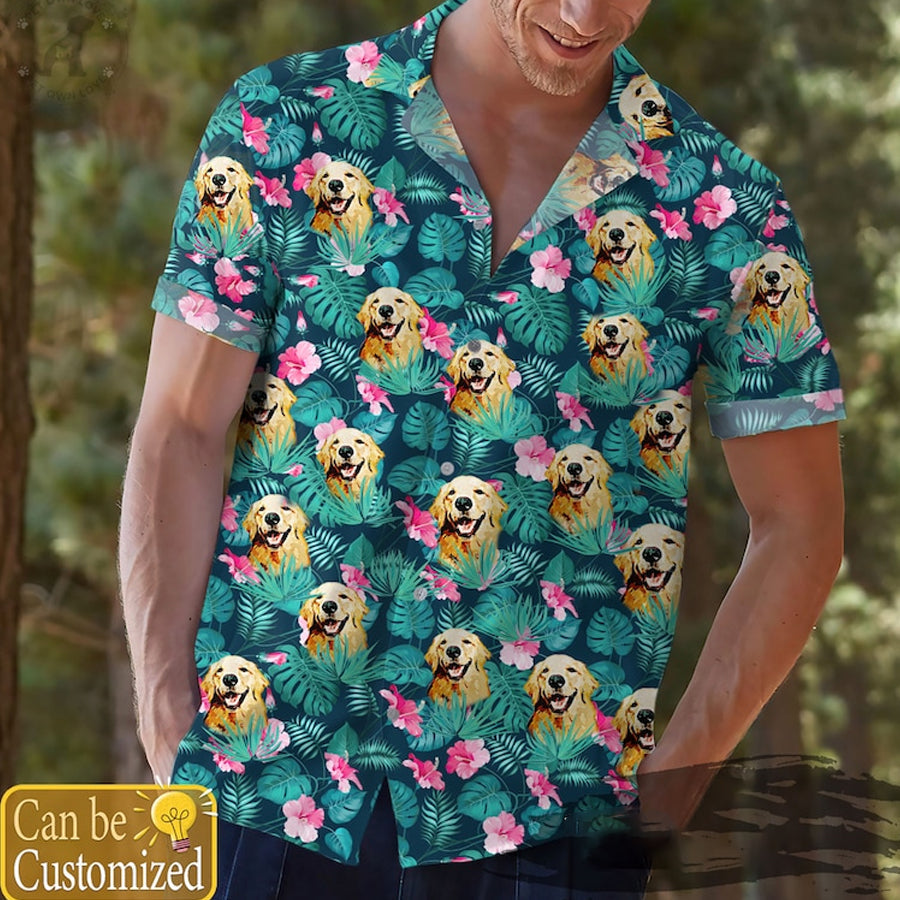 Dog Personalized Hawaiian Shirt Men, Short Sleeve Hawaiian Aloha Shirt, Hawaii Style, Hawaii Honeymoon Shirt HO2706