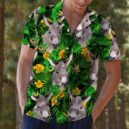 Donkey With Yellow Flowers And Green Leaves Hawaiian Shirt HO1951