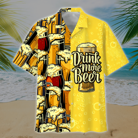 Beer Summer Hawaiian Shirt, Drink More Beer Watercolor Hawaiian Shirt, Hawaii shirts mens HO2006