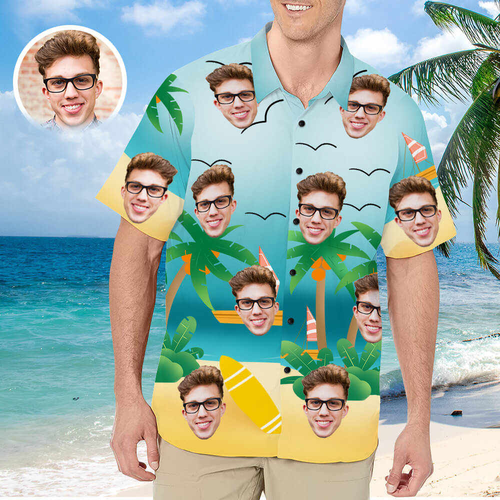 Custom Hawaiian Shirt with Face for Men Personalized Photo Hawaiian Shirts HO4284