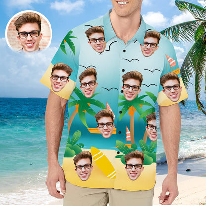 Custom Hawaiian Shirt with Face for Men Personalized Photo Hawaiian Shirts HO4284